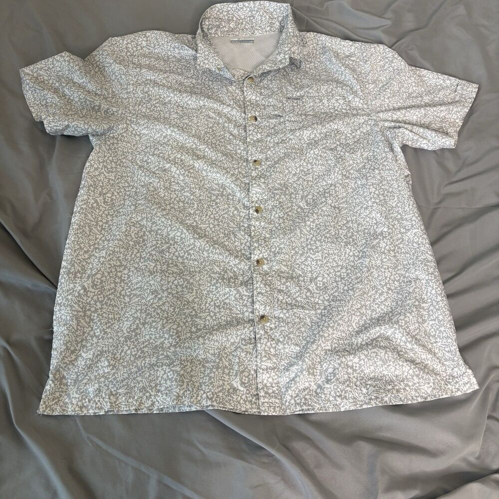 Columbia PFG Shirt Men's Large Super Bonehead All over Print Fishing Outdoor